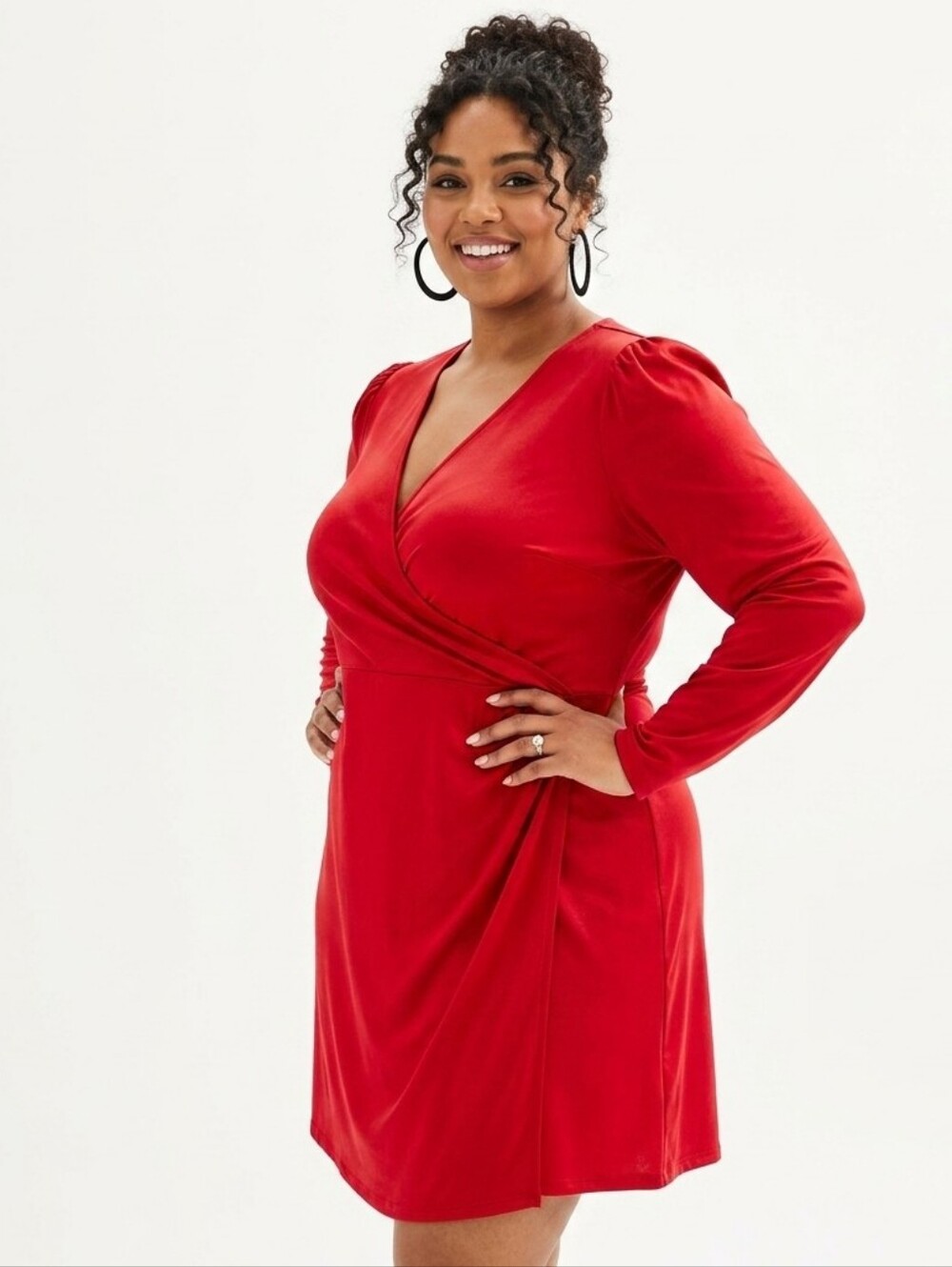 Nine West Plus Size Faux Wrap Knee Length Dress